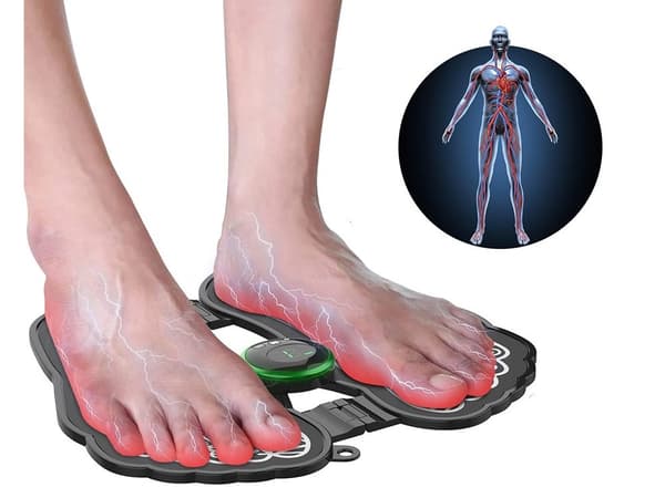 EMS Fodmassage Måtte, Elektrisk Cirkulationsstimulator, 8 Tilstande, 19 Niveauer, Genopladelig, Sort