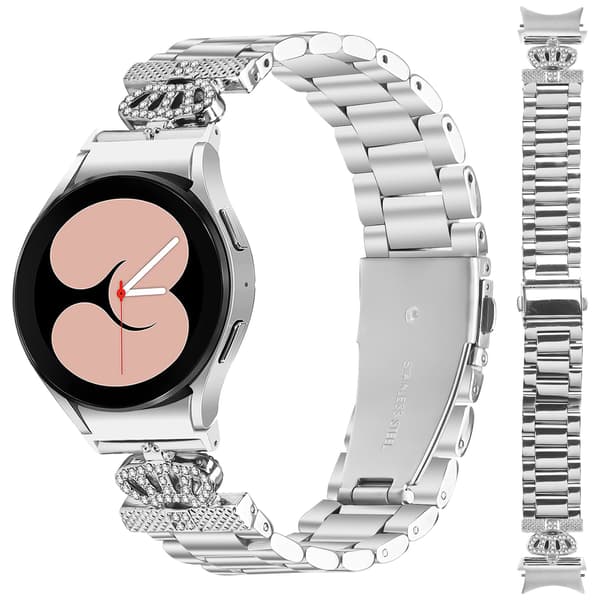 Urrem i rustfrit stål til Galaxy Watch 4/5/6, sølv, premium metalarmbånd