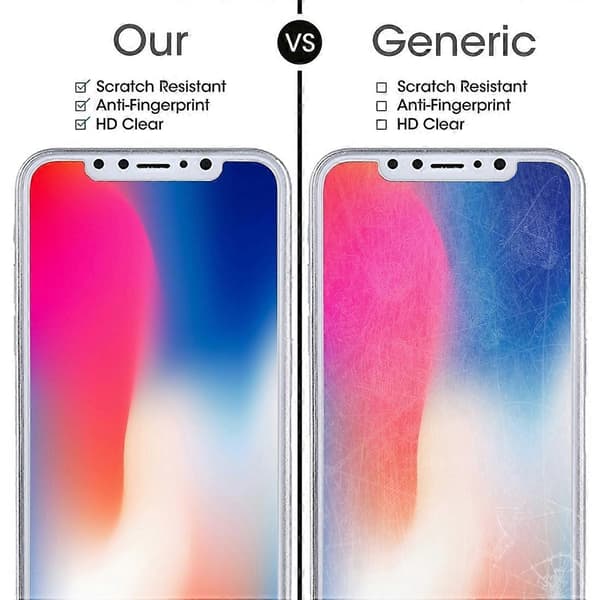 För iPhone X 9H ythårdhet 2.5D transparent härdat glas fram + bak skärmskydd