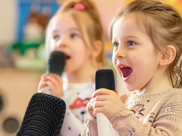 Trådlös karaokemaskin med Bluetooth-högtalare + 2 mikrofoner, bärbart LED-partysystem