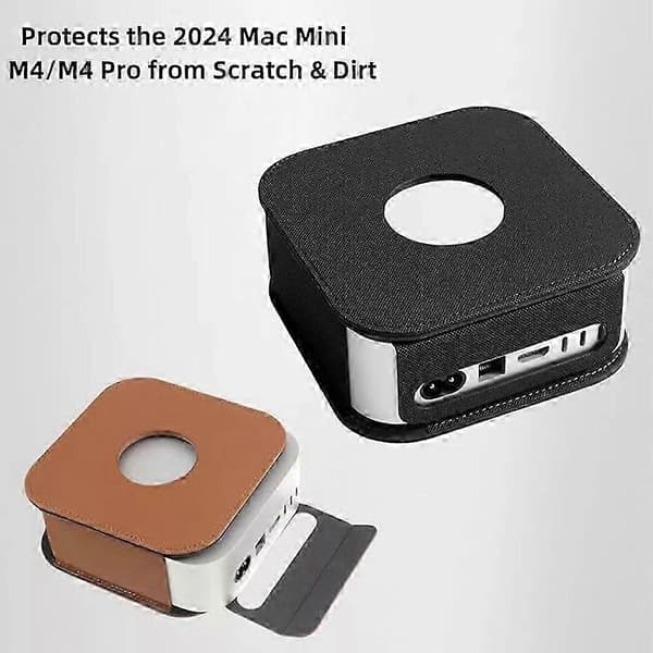 Läderfodral för Mac Mini M4/M4 Pro 2024-modeller, skyddande skal Brown