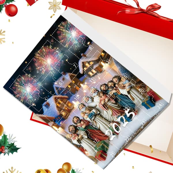 Akryl Jesus Julekalender 2025, 2D Ornament Anheng for Vindu, Bil, Hagepynt E