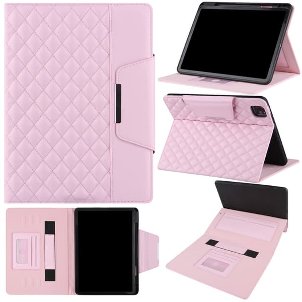 Etui til iPad Pro 11 2024, Hardware-spænde, Ternet læder, Smart tabletcover, Pink