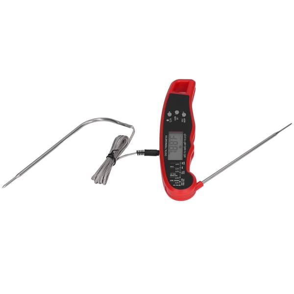 Digitalt kødtermometer, dobbelt probe, LCD-display, grill, rød