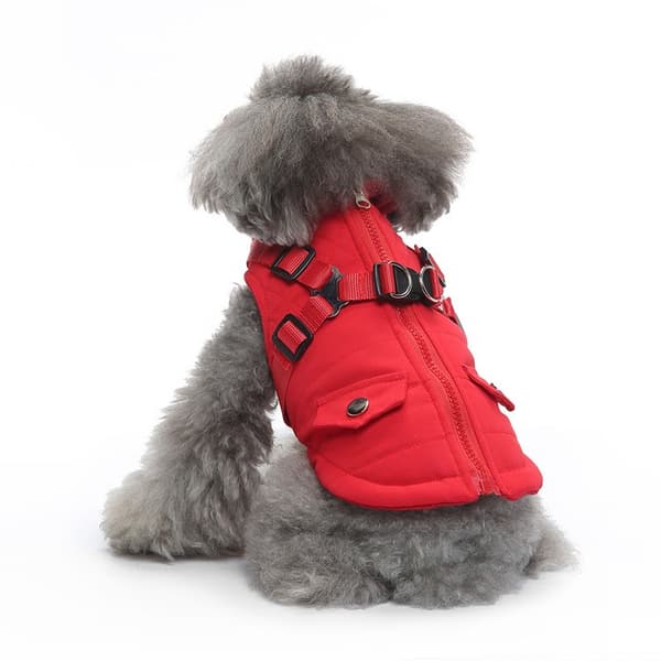 Hund Vinter Varm Glidelåsjakke, Reflekterende Sele Kjæledyrfrakk, Polyester