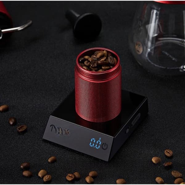 Præcisionskaffevægt 500g/0.01g med timer, LED-display, USB-C genopladelig, sort