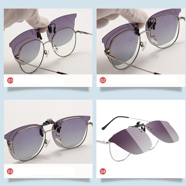 Polariserede Clip-On Solbriller UV400 til Brillebrugere, Sort+Grå, Kørsel Black+Grey
