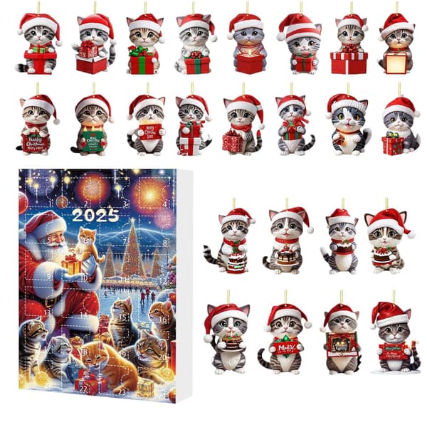 Julekalender 24 dager, Akryl Adventskalender for barn og voksne, Juledekorasjon A