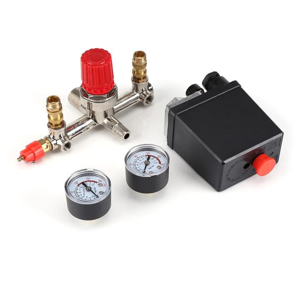 Luftkompressor Trykkreguleringsbryter Ventilregulator 90-120 PSI med doble målere