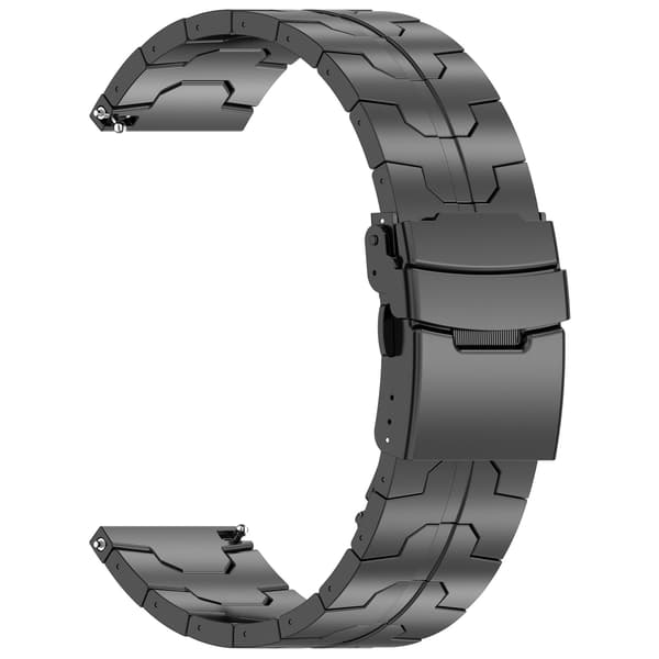 Titanium urrem til 22 mm Smartwatch, sort, sikkerhedslås, rustfrit stål