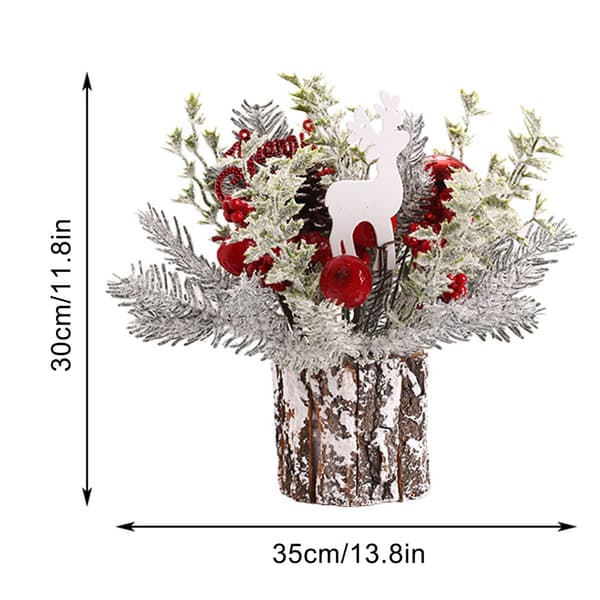 45 cm flokket grankogle julepynt, rød, kunstig mini grankoglepynt