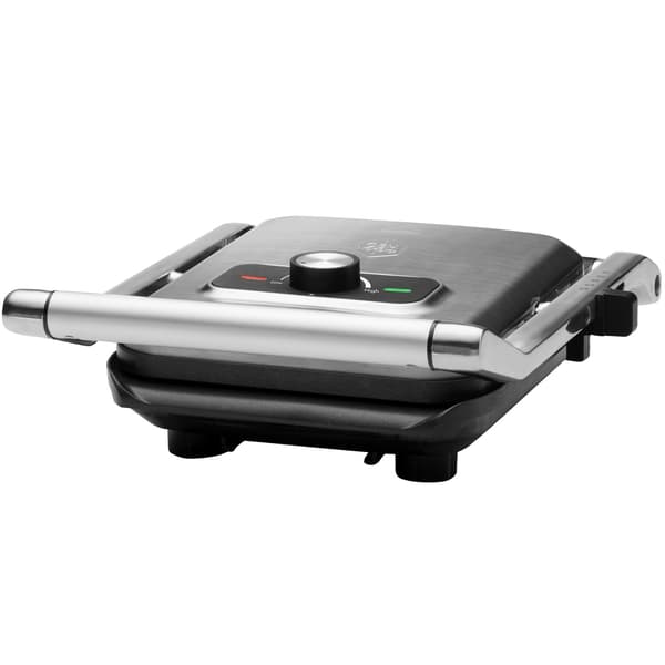 Kompakt Panini Press Grill, Rustfrit Stål, Justerbar Temperatur, Non-Stick, Pladsbesparende