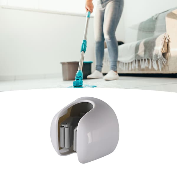 Mopphållare Väggmonterad Ingen Borrning, Säker Fixering Anti Fall, Kvasthängare för Badrum Kök, Grå Vit
