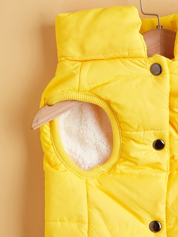 Hundevest i bomull, varm ensfarget knappevest for små og mellomstore hunder