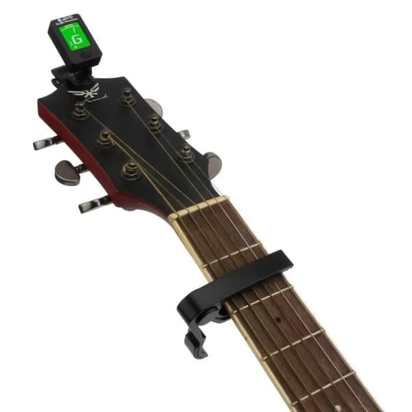 Kromatisk gitarrstämmare med capo, ABS-plast, CR2032-batteri, svart