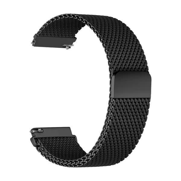Milanese Loop Klockarmband för Smartwatch, Svart, 22mm, Rostfritt Stål, Justerbart