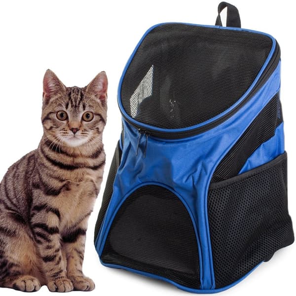 Kæledyrsrygsæk til katte og hunde, blå, nylon, justerbare stropper, ventileret Blue