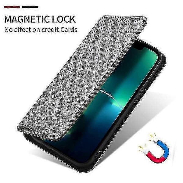 Kompatibelt för Motorola Defy 2 5G / Cat S75 5G Rombmönstrad PU Läder Telefonfodral Plånbok Ställ Flipskydd Silver