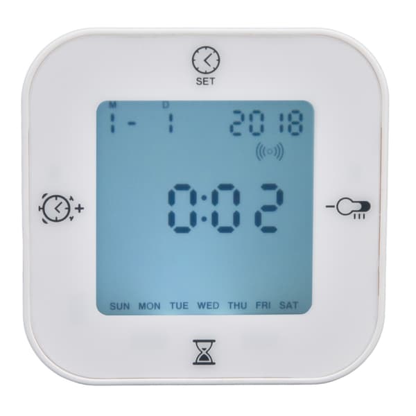 Multifunksjonell vekkerklokke med termohygrometer, lydkontroll, lysende display for hjemmet
