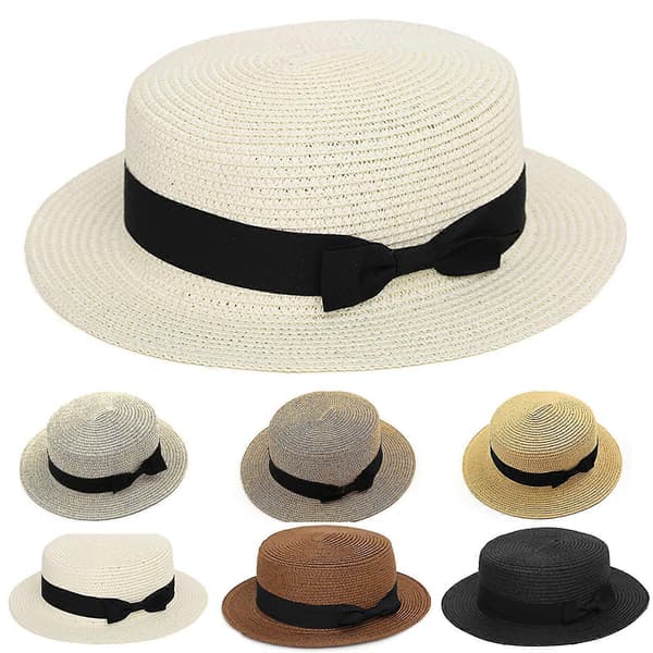 Strand Bowlerhatt til Dame, Stråhatt, Solhatt, Rund Flat Bredbremmet Hatt Dark khaki