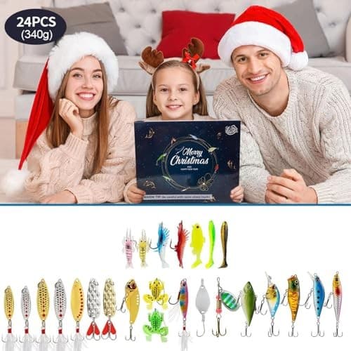 Fiskedrag Adventskalender, 24-dagars nedräkning, Julklapp till pappa, 24 drag