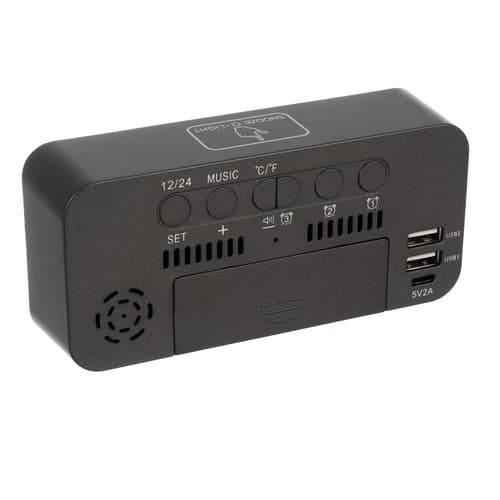 Digital vekkerklokke med Bluetooth, termometer, musikk, LED-skjerm, slumrefunksjon, lydaktivert