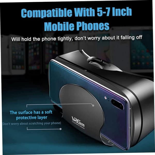 VR-headset 3D-briller til Android iPhone, 120° FOV, justerbar, til film og spil