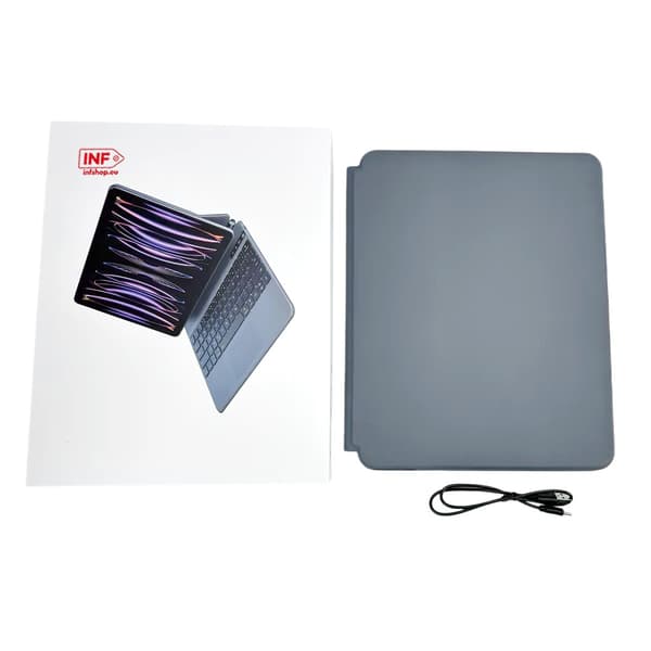 iPad Pro 12.9 tangentbordsfodral med Bluetooth, mörkgrå, silikon TPU, kompatibel med 2018-2022 DarkGrey