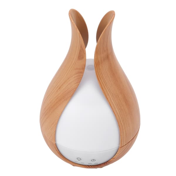 200 ml luftfugter med trækorn, 8W, lydløs aromaterapi-diffuser med 7 LED-lys, automatisk slukning, UK-stik