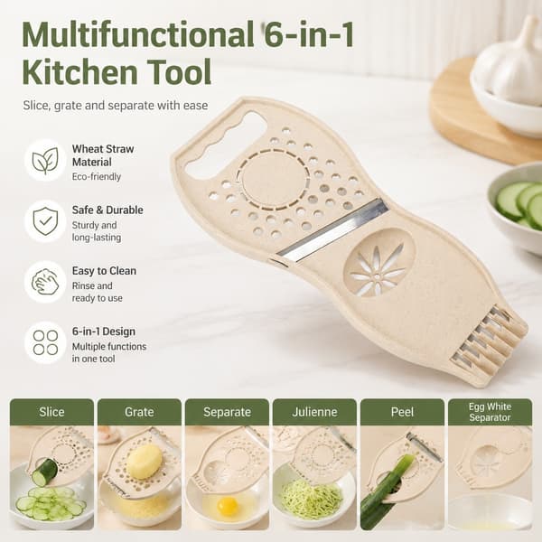 3-i-1 Fruktskalare Citronpress, Rostfritt Stål, Rostfri Grönsaksskärare, Beige