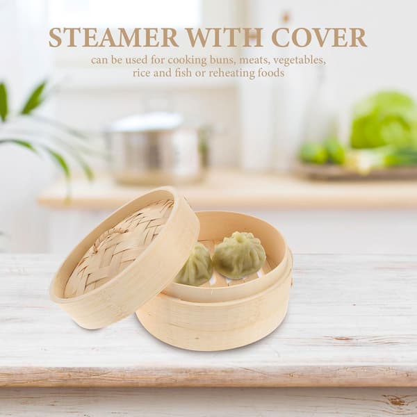 Naturlig 15 cm dampkurv med låg til dumplings, dim sum og boller