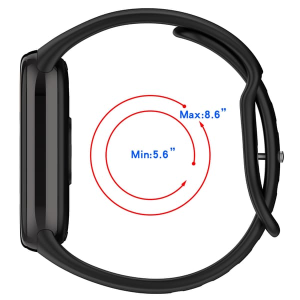 Silikoneurrem til Xiaomi Mi Band 9/8, sort, blød justerbar erstatningsrem