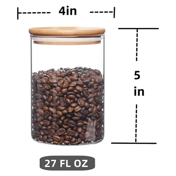 Matförvaringsburk i glas med lufttätt lock, 800 ml, borosilikat, för kaffe, te, socker