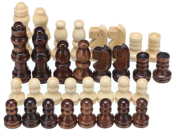3-i-1 Sjakk, Dam og Backgammon Sett i Tre, Klassisk Brettspill for Voksne og Barn