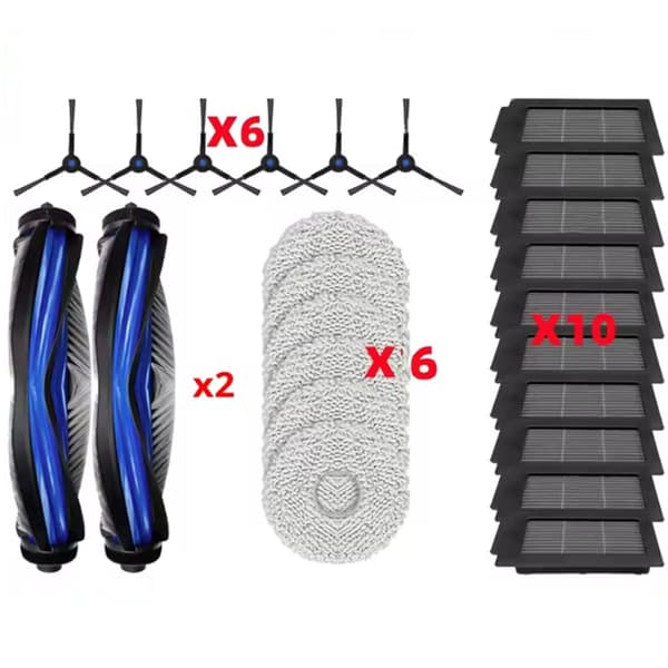 Ecovacs T50 Pro Tilbehørssæt 3, 2 Rullebørster 6 Sidebørster 10 Filtre 6 Klude, Reservedele