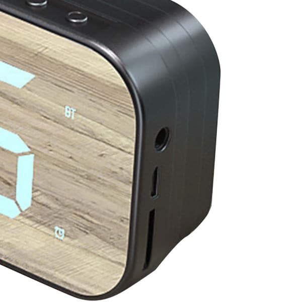 Bluetooth-högtalare väckarklocka med spegeldisplay, digital, för sovrumskontor, svart