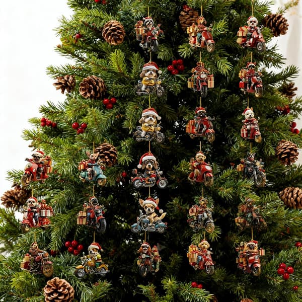 Julkalender 24 dagar, 2D akrylornament för hundälskare, juldekoration