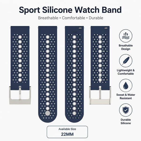 22 mm silikone urrem til Suunto Race S, blågrå, behagelig sportsrem