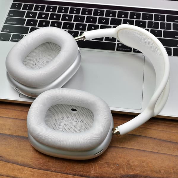 Ørepuder til AirPods Max, stof og silikone, sølv, hukommelsesskum, støjisolering Silver