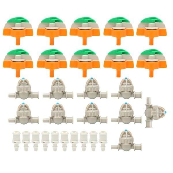 Roterande Sprinklermunstyckesset, 10-pack, Anti-dropp, 4/7 Slangkoppling för Trädgårdsbevattning