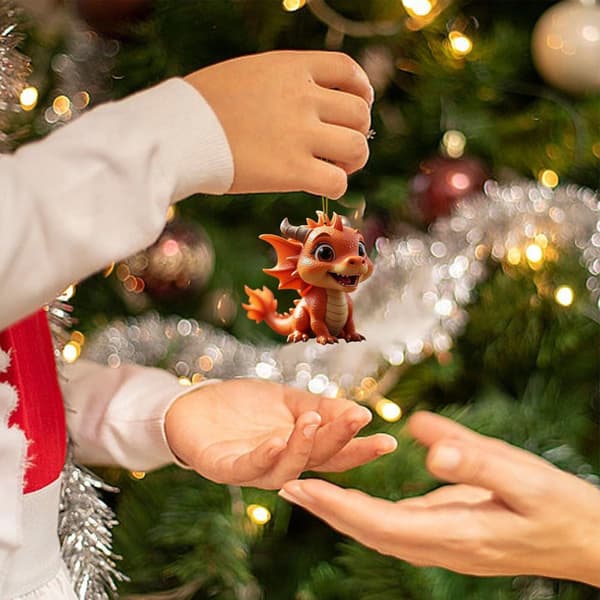 Dinosaur Adventspynt, Akryl Juletrepynt, Festlig Nedtelling C