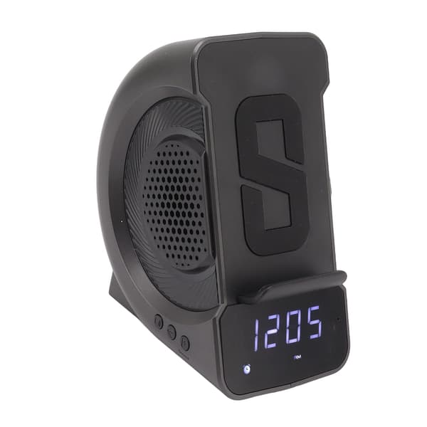 3-i-1 Bluetooth Højttaler Vækkeur med Trådløs Opladning, 10W, PC ABS, Grå, til Sengebord
