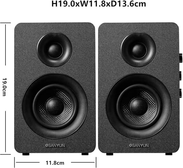60W kolfiberhögtalare, Bluetooth 5.0 aktiv stereo, 24-bitars DAC med diskant- och basjustering
