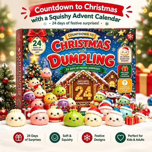 Jule-Squishy-Adventskalender 2026, 24-dagers nedtelling, myk stressavlastende leke Style C
