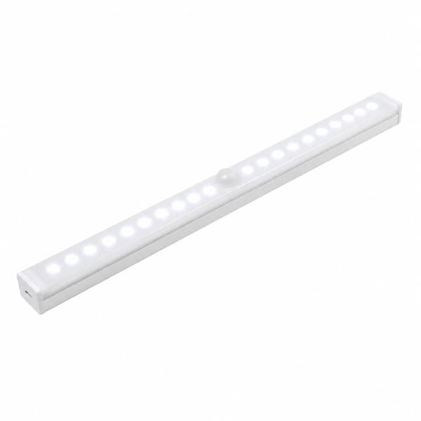 LED bevegelsessensorlys, 30 cm, 3 lysstyrkenivåer, USB oppladbart, for skap, garderobe, trapper