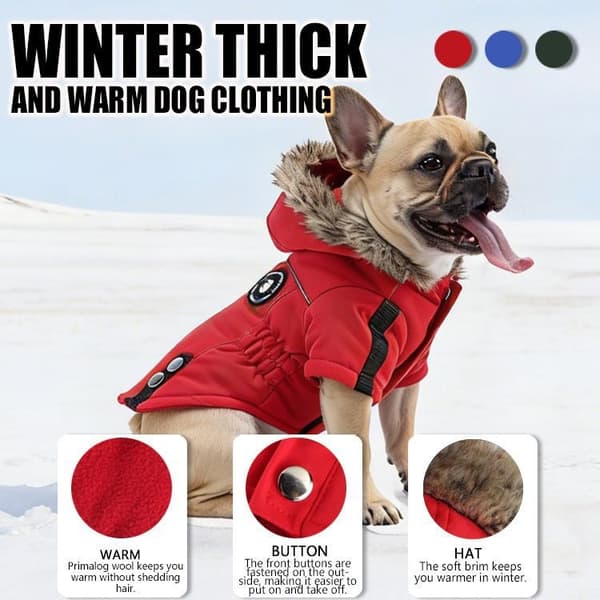 Hund Vinter Varm Dragkedja Jacka, Reflexsele Husdjursrock, Polyester