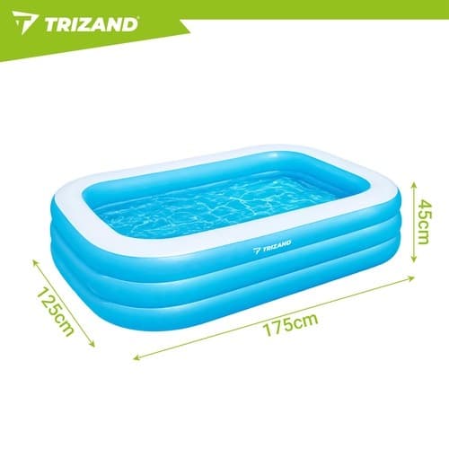 Oppustelig pool, blå, 185x130x50cm, rektangulær PVC børnepool til børn, udendørs sommer sjov