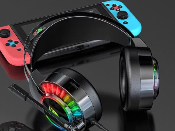 Gamingheadset 7.1 Surroundljud, RGB-trådbundet med mikrofon, 50 mm-element, USB, för PC