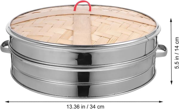 30 cm dampkurv i rustfrit stål med dobbelt håndtag og låg til dumplings og boller