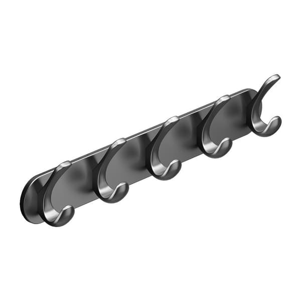 Usynlig vægmonteret knagerække, 5 kroge, foldbar, 40 cm, grå, til dør eller entré grey-5 hooks